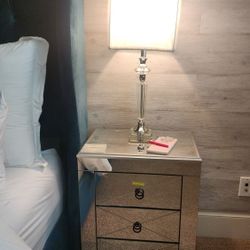 Mirrored Nightstand With 3 Drawers (Set Of Two)