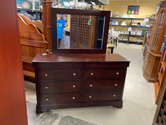 LIFESTYLE SOLUTIONS Cherry Red Dresser with Mirror
