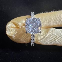 Sterling Silver Cushion Cut Engagement Ring