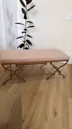 Juliet 46-inch Glam Beige and Gold Rectangular Bench