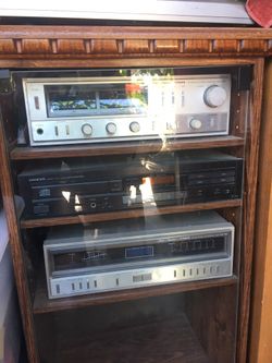 Fisher turntable, amplifier, and receiver