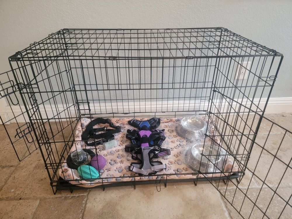 Brand New L'XL Dog Cage Up To 70lbs $60/ New Pet Bundle With Crate