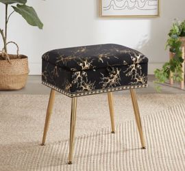 Soohow Vanity Chair Storage Ottoman Foot Rest, Makeup Vanity Stool with Gold Hot Stamping for Makeup Room, Foot Stool for Living Room, Bedroom, Storag