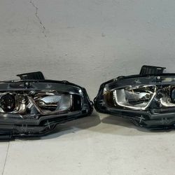 2016-2021 HONDA CIVIC FRONT LEFT DRIVER & FRONT RIGHT PASSENGER SIDE HALOGEN HEADLIGHTS HEADLAMP LIGHT PAIR