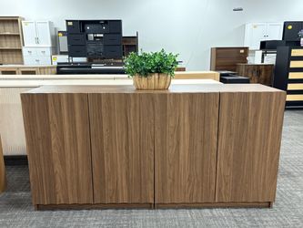 Set of 2, Modern Buffet Cabinet with Storage, 63" Wide Fluted Arched Sideboard Cabinet with Adjustable Shelves, Wooden Modular Coffee Bar for Dining R
