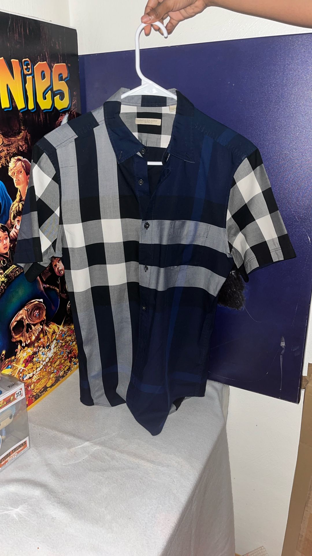 Plaid Burberry Button Short Sleeve