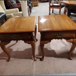 2 CEDAR OAK END TABLES 