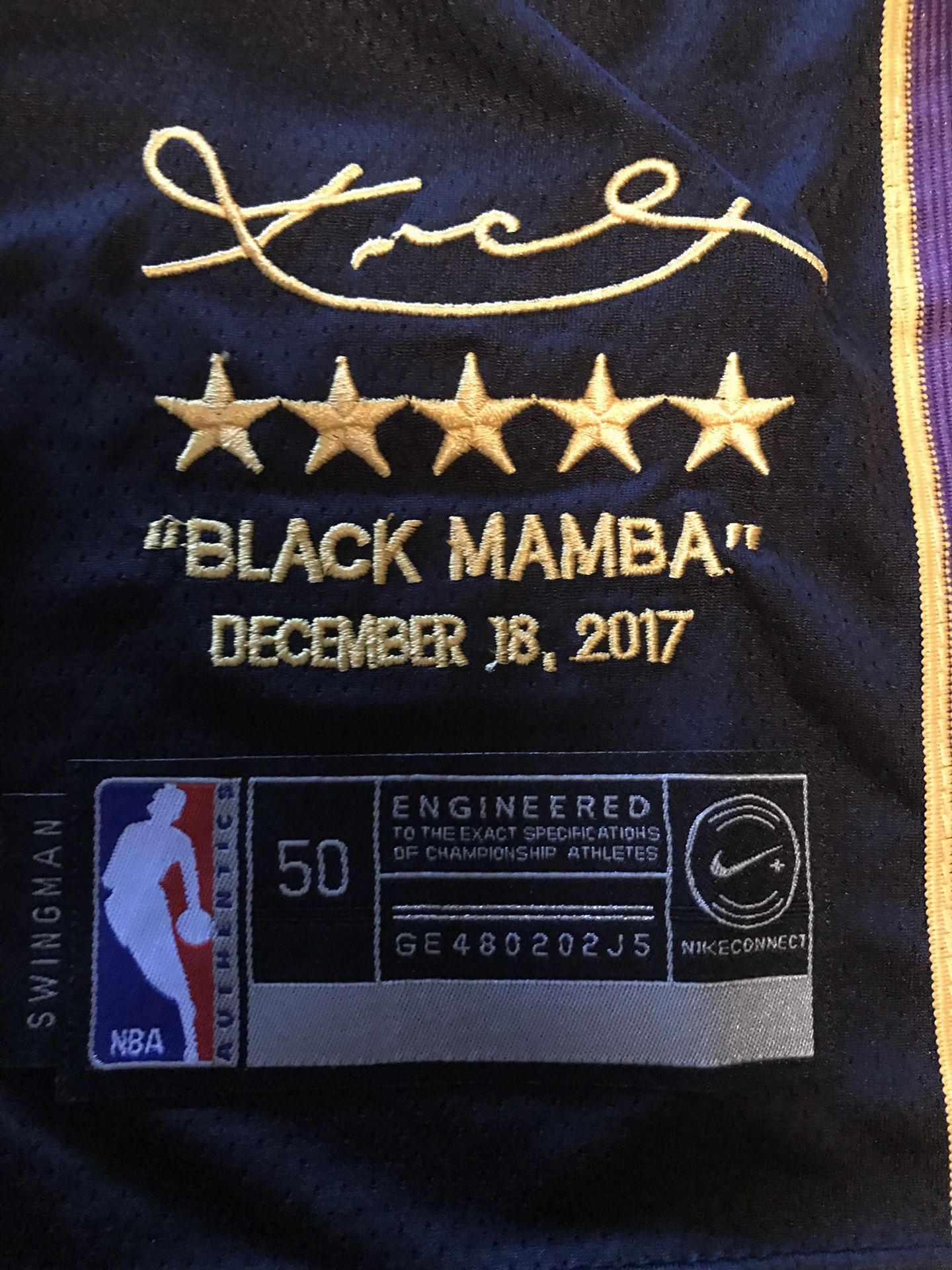 NEW! Kobe Bryant Black Mamba 8/24 Snakeskin Legacy Jersey w/ GiGi Patch  Size 52 XL/L for Sale in South Holland, IL - OfferUp