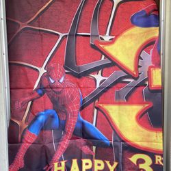 Super Hero Spider-Man Backdrop Happy 3rd Birthday. 