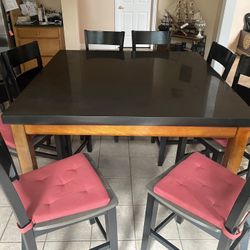Black Granite Table With 8 Chairs (and Cushions)