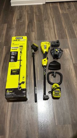 RYOBI ONE+ HP 18V Brushless Whisper Series 15 in. Cordless Attachment Capable String Trimmer with 4.0 Ah Battery and Charger