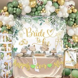 New Bridal Shower Decor 128 Pcs (balloons - Banner -boxes-backdrop-sing)