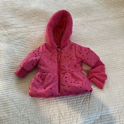6/9 mos Rothschild Pink Hooded Jacket with Heart & Star Accents