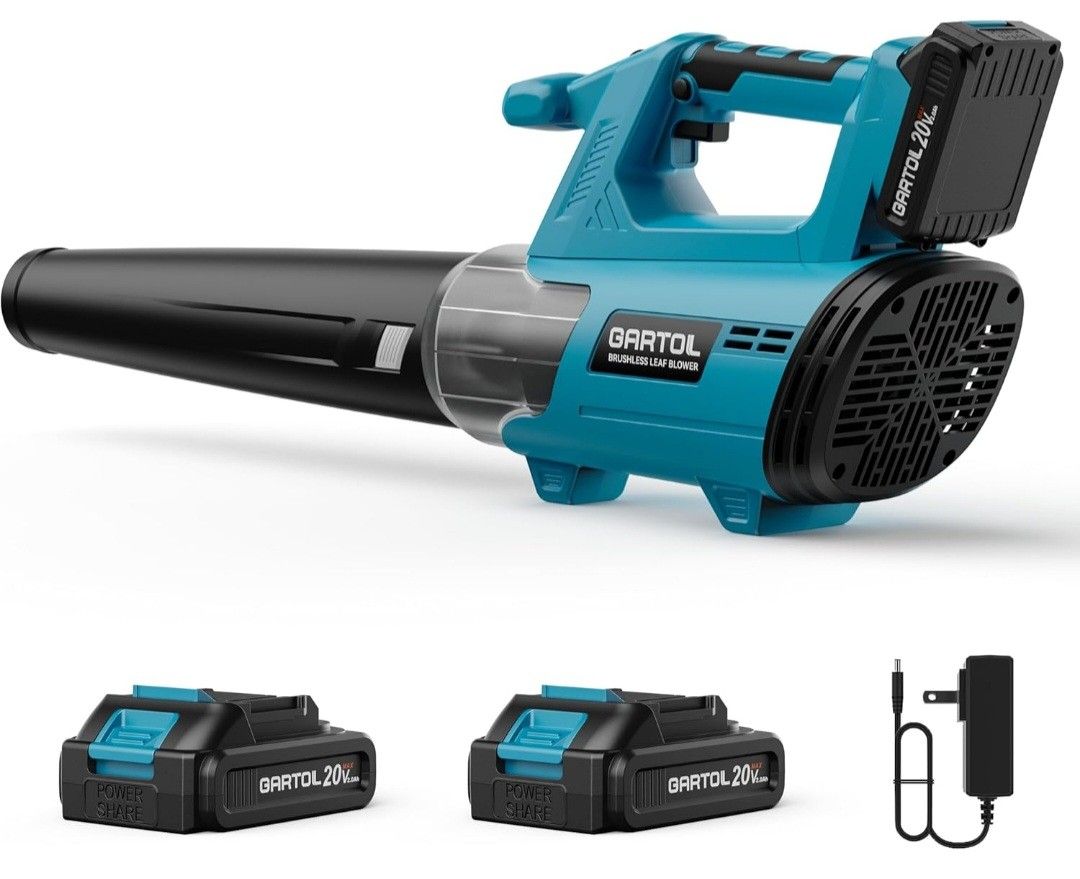 New Leaf Blower 600CFM/190MPH, 6 Speeds, 2 Batteries 2.0Ah Compatible With Makita