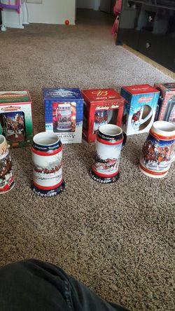 Budweiser Holiday Stien beer mugs
