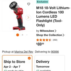 Milwaukee Driver Drill And Flush Light  M18 