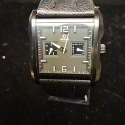 Obaku Men's Night Black Dial Black Leather