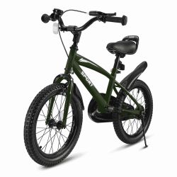 16 in Green Kid Bike Kickstand with Training Wheels Children Bikes Boys Girls