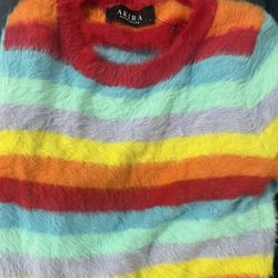 Akira Striped Fuzzy Sweater 