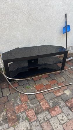 Tv stand black tempered glass