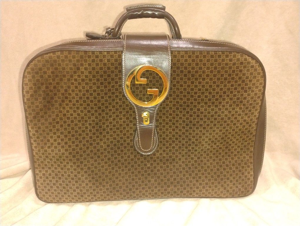 GUCCI Brown Leather/Suede Travel Bag 1970