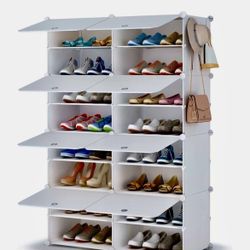HOMIDEC Shoe Rack, 8 Tier Shoe Storage Cabinet 32 Pair Plastic Shoe Shelves Organizer for Closet Hallway Bedroom Entryway 🆕👍List Price $69.99