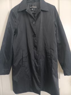 Weatherproof Dark Gray Button-Front Rain Coat