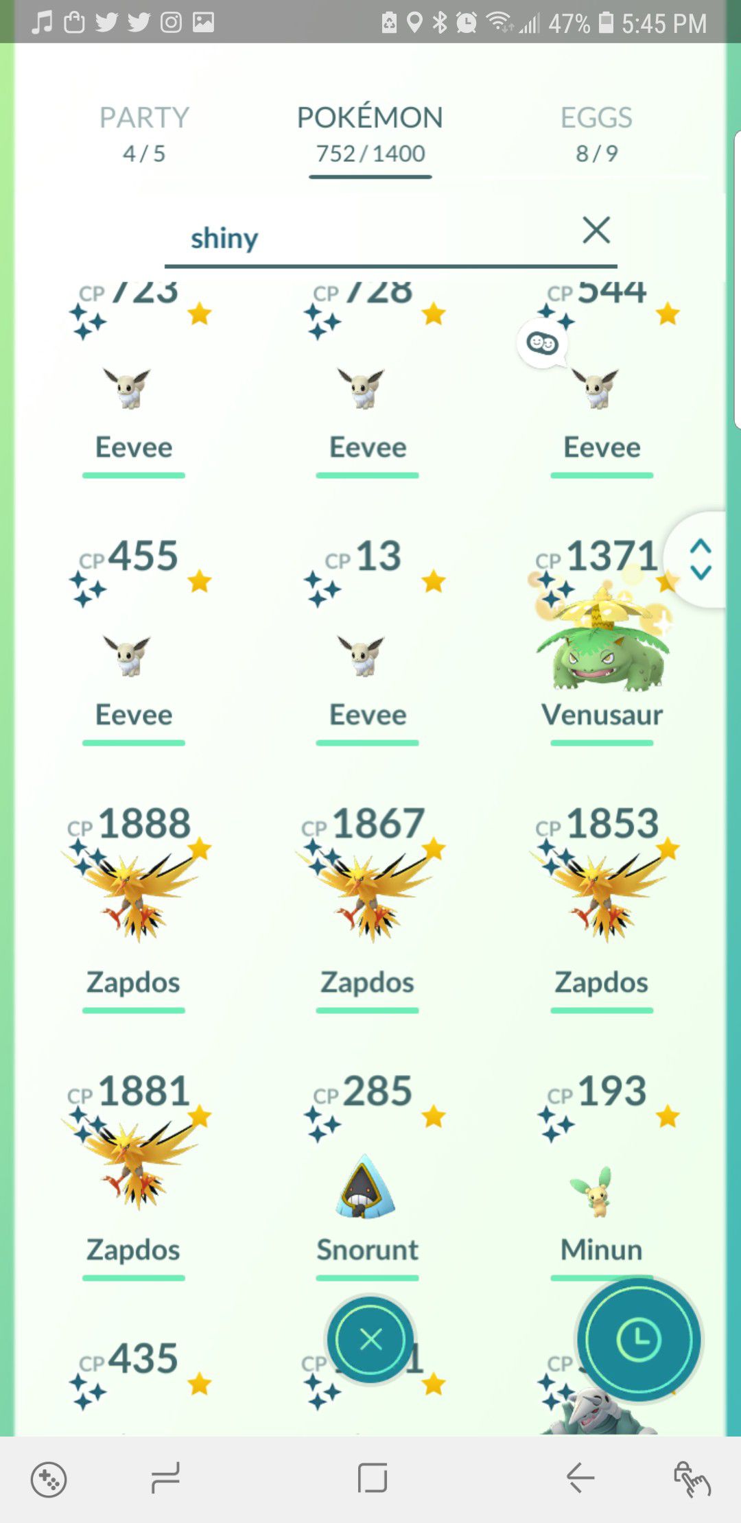 Extremely rare SHINY PARTY HAT Raichu x4 (46 total shinies) level 31 Mystic  Account for Sale in Orlando, FL - OfferUp