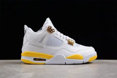 Air Jordan 4 White Yellow Gold Sneakers