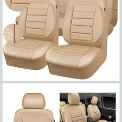 CAR PASS Leather Seat Covers Full Set Universal Water Resistant 3D Foam Back Support, Luxury Comfort Automotive 5 Seat Covers All Season Fit for SUV,S