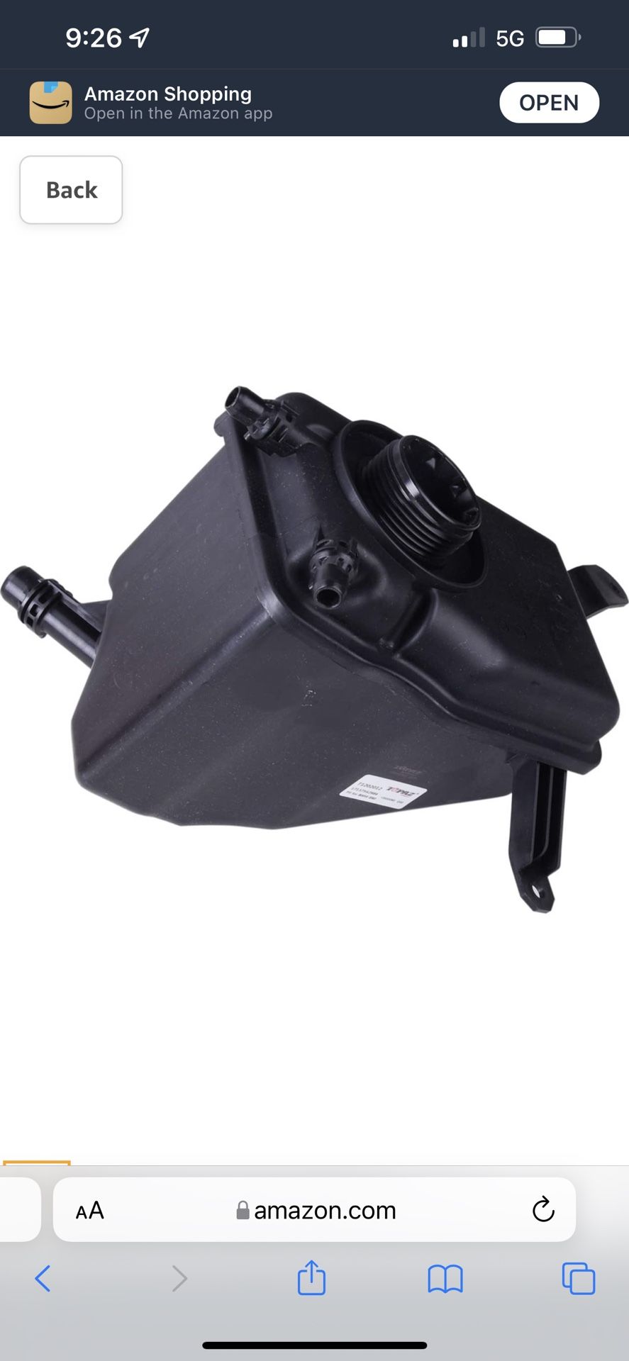 TOPAZ (contact info removed) Coolant Reservoir Expansion Tank w/Sensor for BMW E60 E61 E63 E64