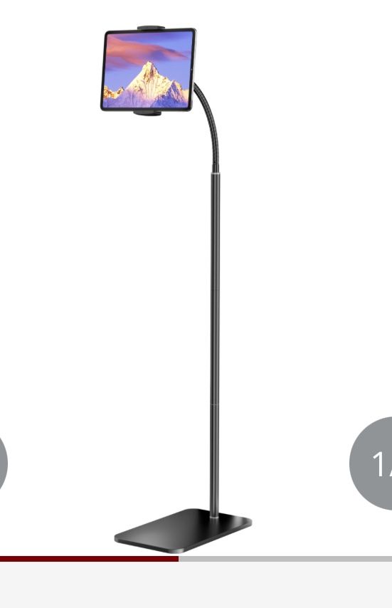 LanPavilion IPad Stand, Adjustable IPad Floor Stand Metal Tablet Stand With Flexible Gooseneck, Compatible With IPad, Kindle, And Cell Phones (4.7''-1