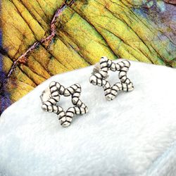 Solid Sterling Silver Ropework Star Stud Earrings