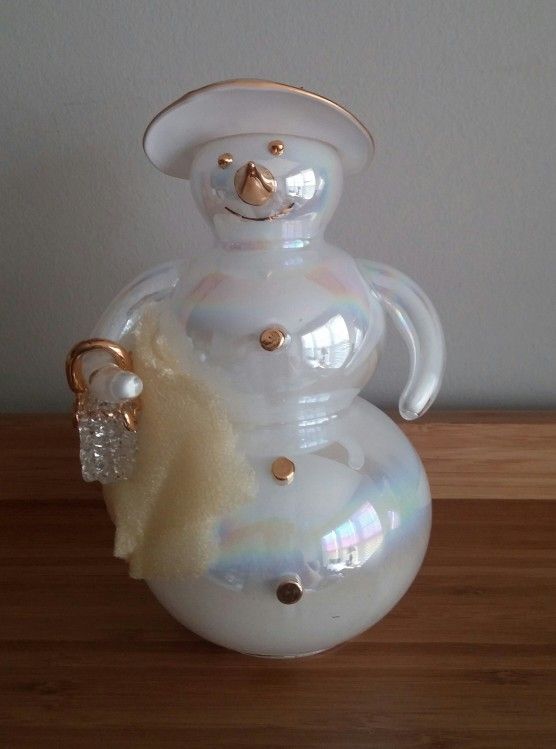 Handcrafted Glass Snowwoman 
