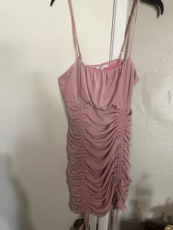 Pink Ruched Mini Dress  Straps