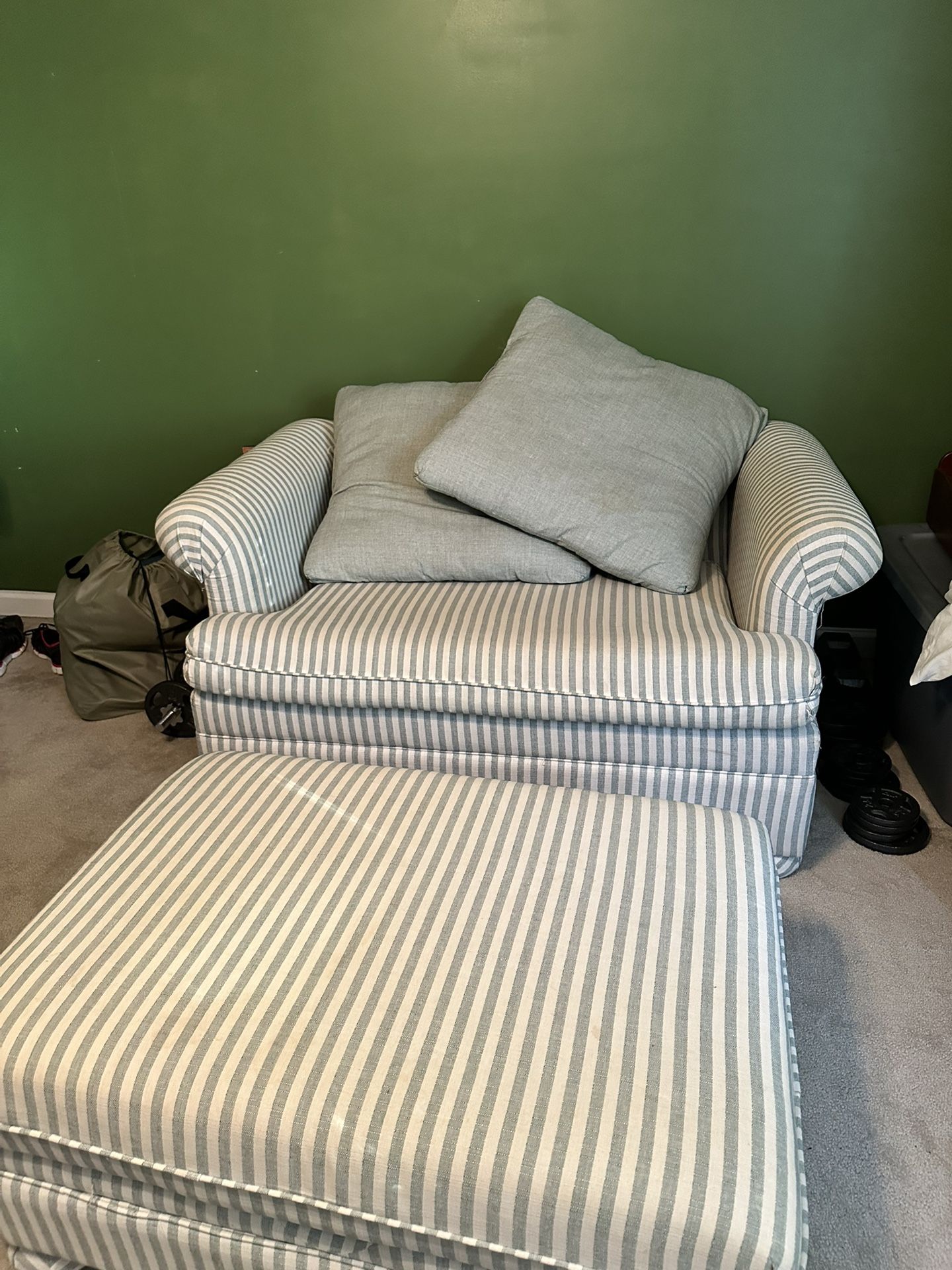 Chair & 1/2 With ottoman and Twin Bed