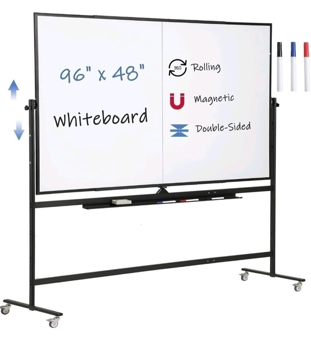 Large Magnetic Mobile Whiteboard 96"x48”