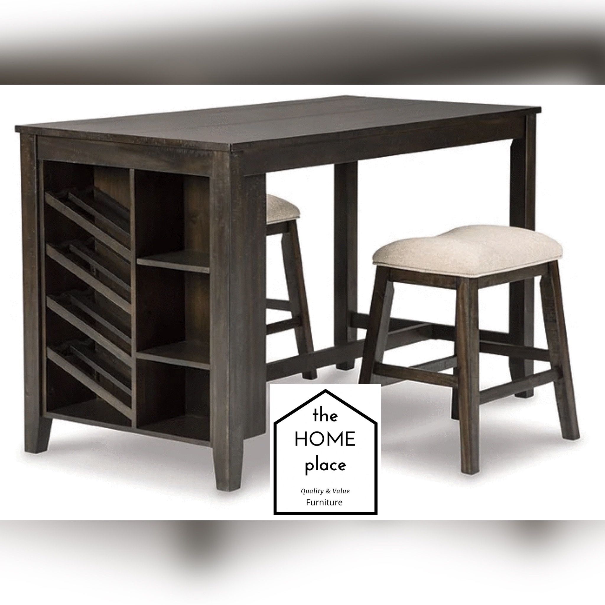 NEW MERCHANDISE FOR SALE 🚨🚨CONTEMPORARY RECTANGULAR TABLE WITH STORAGE. COMES WITH 2 BAR STOOLS