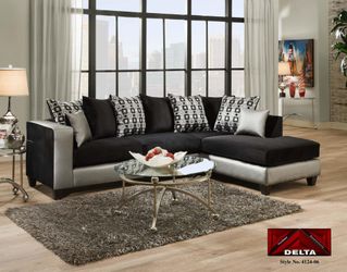 Silver and black sectional