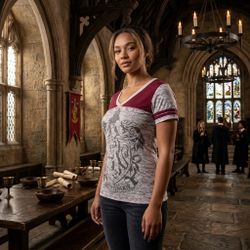 Harry Potter Gryffindor Graphic VNeck T Shirt Women Size S