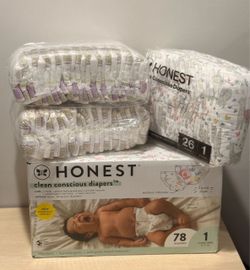 SIZE 1 DIAPERS HONEST DIAPERS BABY - 154 COUNT BUNDLE $35 OR SEPARATE