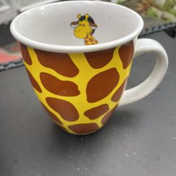 ENESCO NICI Giraffe Mug Cup Brown Gold Animal Print Little Giraffe Inside