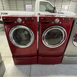 LG Washer And Gas Dryer Set With Pedestals 
