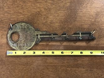 Vintage brass London Paris wall mount key holder