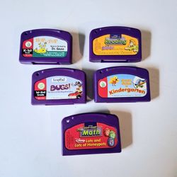 5- Leapfrog LeapPad Y2K Learning Game Cartridges Dr. Seuss Scooby Doo Disney