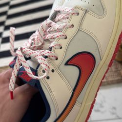 Nike Dunk Low Cream, Blue, Red Men’s Size 9.5 No Box Tan Casual Sneakers