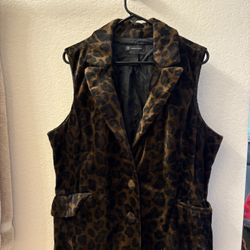 Faux Fur Vest Leopard Print
