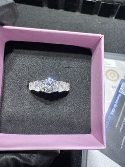 GRA certified 3ct Moissanite center stone anniversary style ring 925 sterling silver size 7