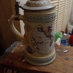 Vintage Alwe Map Stein Lid Broke.