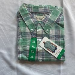 Green Shirt Sleeve Button Up